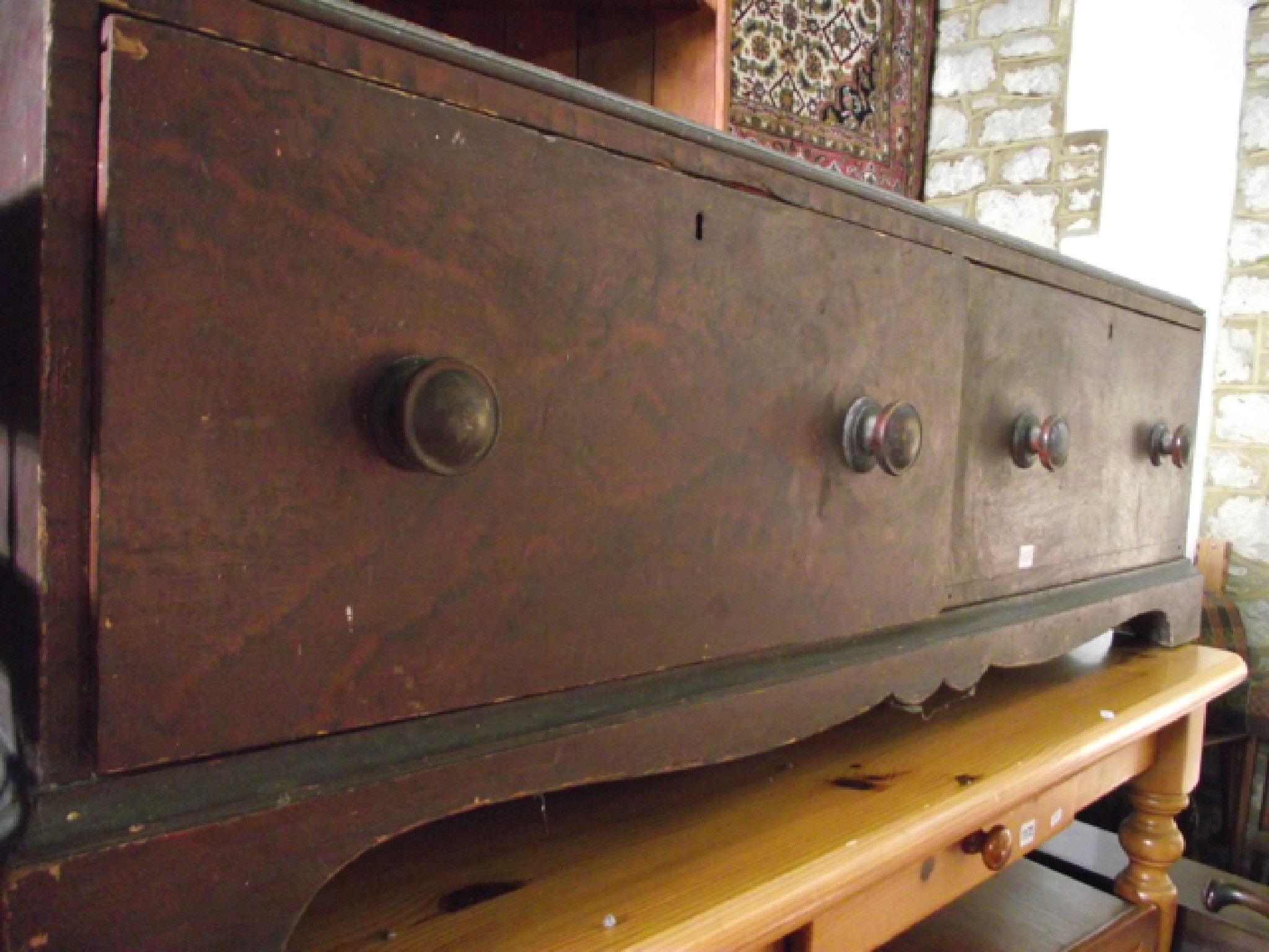 Appraisal: A th century pine low level chest of two drawers