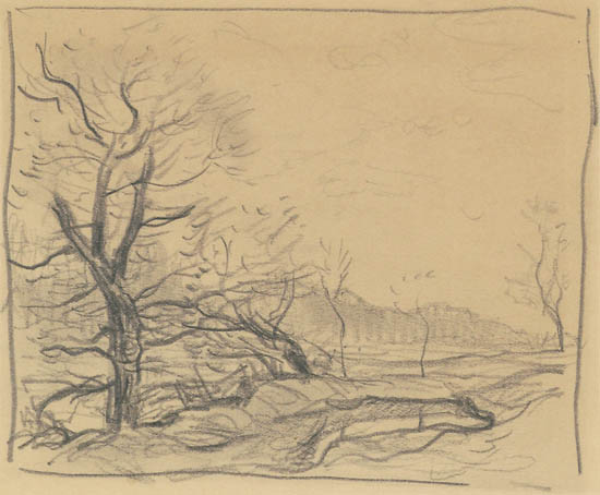 Appraisal: HENRY WARD RANGER Two drawings Landscape Sketch One x mm