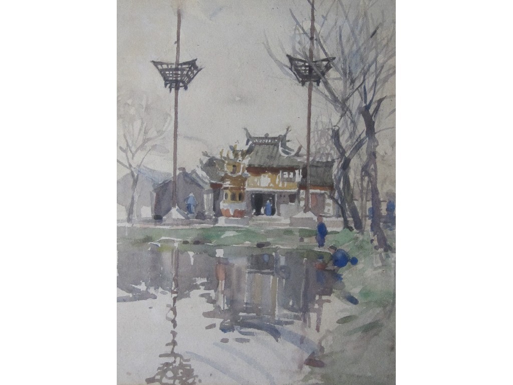 Appraisal: ELANOR ALLEN MOORE ROBERTSON - A CHINESE TEMPLE Watercolour x