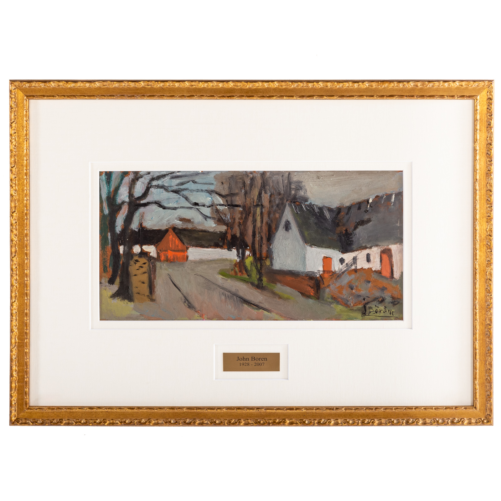 Appraisal: JOHN BOREN THE VILLAGE OIL Swedish - Oil on board