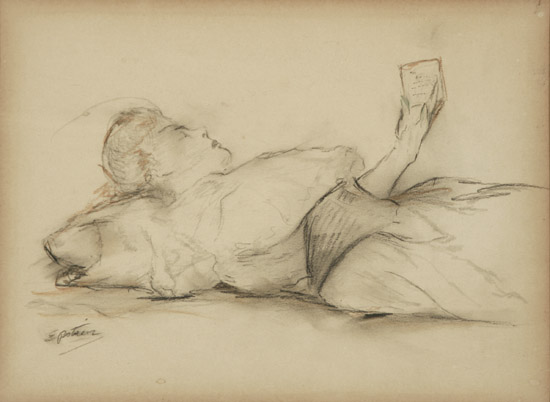 Appraisal: Jacob Epstein British - Recumbent Woman Reading Signed Epstein l