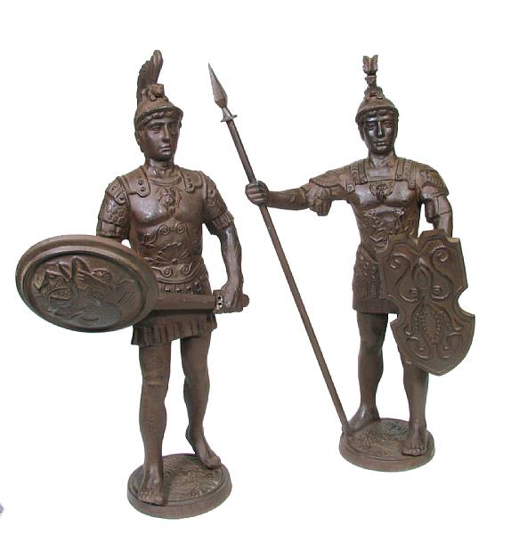 Appraisal: A pair of large cast iron figures of Roman soldiers