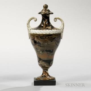 Appraisal: Wedgwood Bentley Surface Agate Vase and Cover Wedgwood Bentley Surface