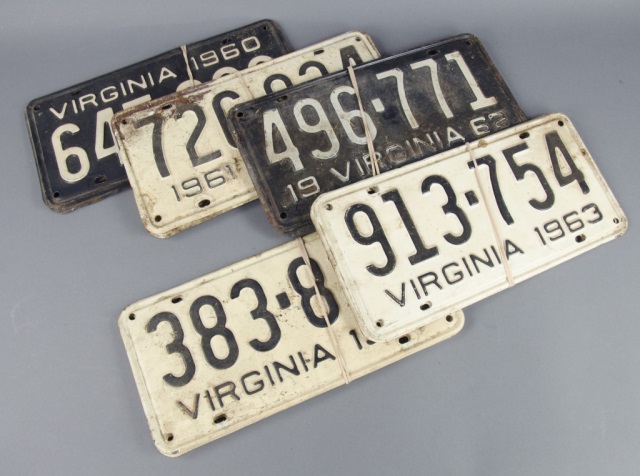 Appraisal: Matched Sets 's Virginia Auto License PlatesTwo-plate sets Including sets