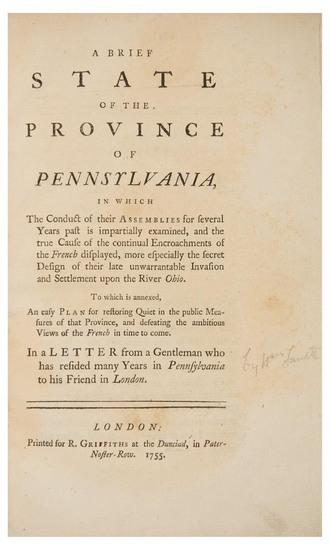 Appraisal: SMITH William A Brief State of the Province of Pennsylvania