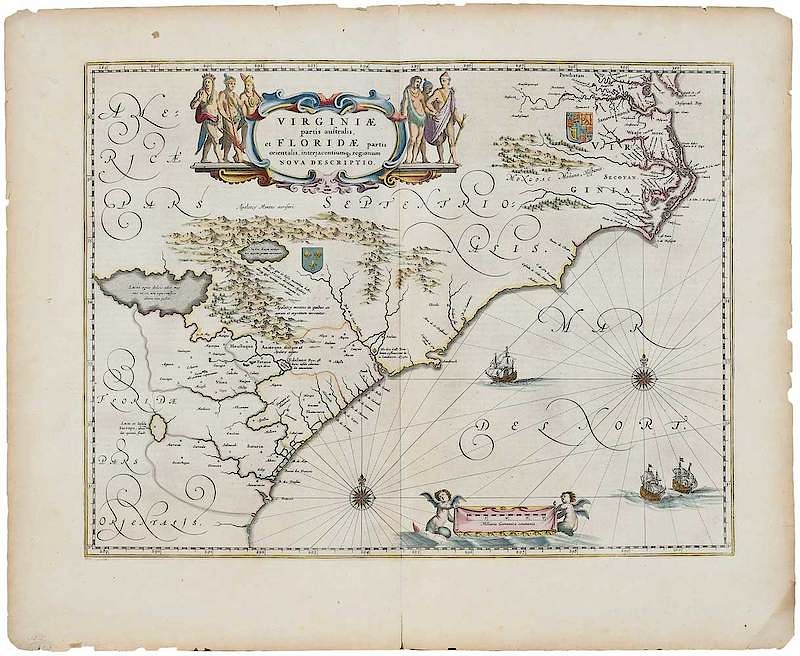 Appraisal: Willem Janszoon Blaeu Virginia Florida Map Dutch c Virginiae Partis