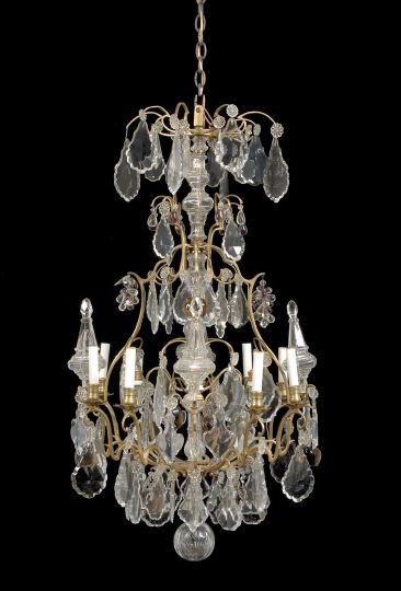 Appraisal: Large and Luxe French Brass and Cut Glass Chandelier in