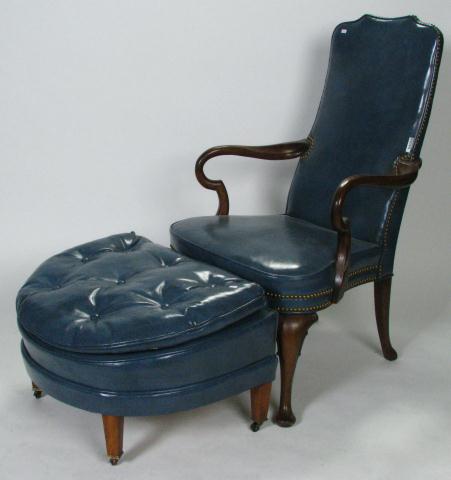 Appraisal: Hickory Furniture Leather Chair and Ottoman both with Hickory Chair