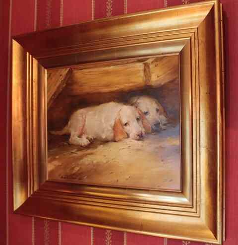 Appraisal: JOSEPH H SULKOWSKI b 'Hound Puppies' signed oils on board