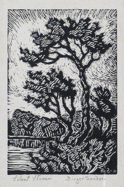 Appraisal: Birger Sandzen Silent Stream Woodcut titled and signed in pencil