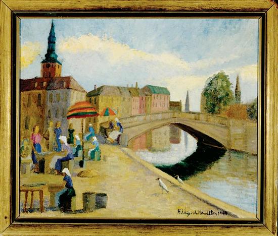 Appraisal: Hildegarde Hume Hamilton Florida Virginia - EUROPEAN CANAL SCENE oil