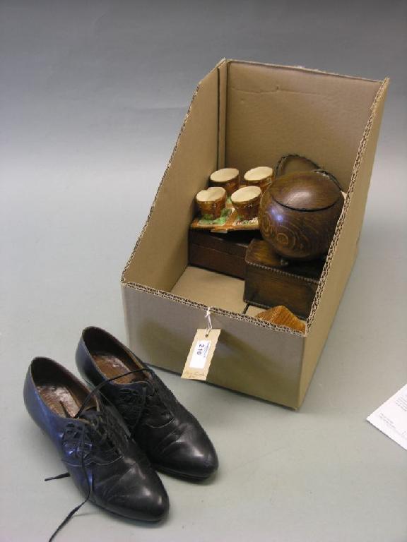 Appraisal: A pair of Edwardian lady's leather shoes a cased travelling