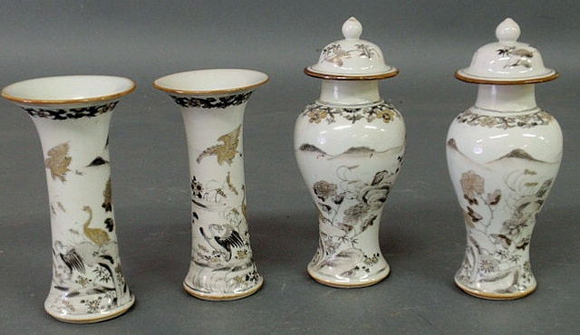 Appraisal: Pair of Chinese porcelain covered urns th c sepia and