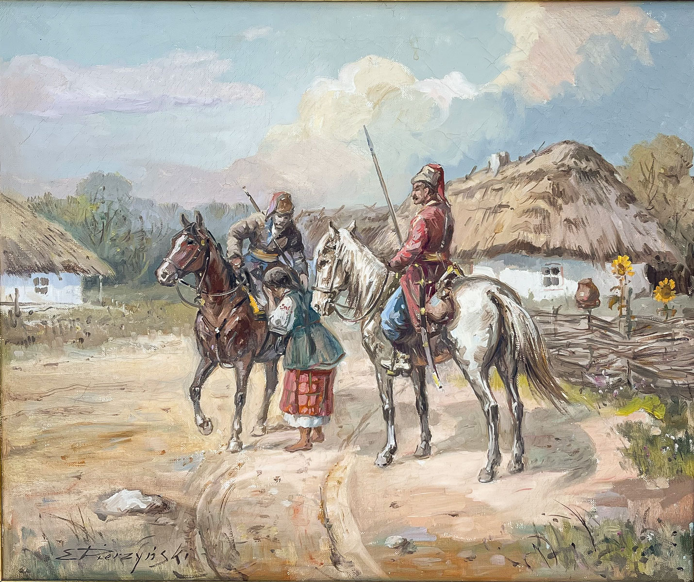 Appraisal: PIERZYNSKI Edward Polish b Cossacks on Horseback Speaking to a