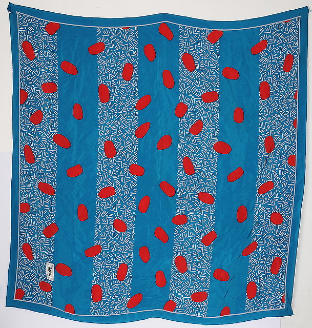 Appraisal: A late s Yves Saint Laurent silk scarf bright teal