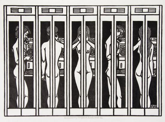 Appraisal: Jacques HnizdovskyTelephone Booths Woodcut signed titled and dated in pencil