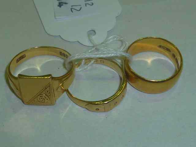 Appraisal: TWO CT GOLD SIGNET RINGS grams together with a ct