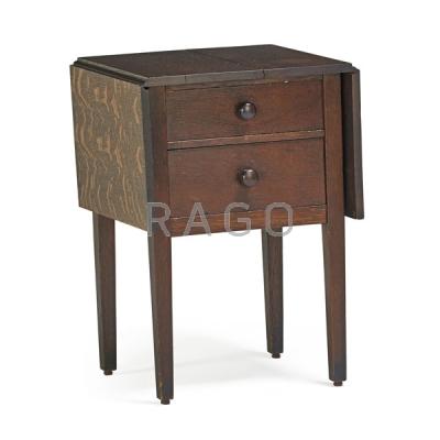 Appraisal: GUSTAV STICKLEY Drop-leaf sewing stand Condition Report