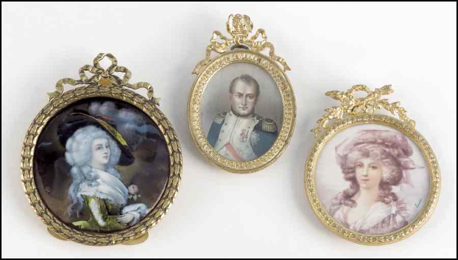 Appraisal: THREE FRAMED MINIATURES Condition No Specific Condition Recorded - Sold