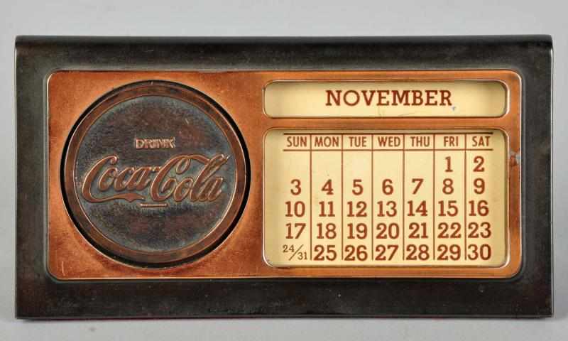 Appraisal: Metal Desk Calendar s to s Nicely detailed and heavily