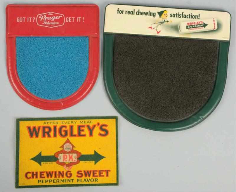 Appraisal: Lot of Cashier Advertising Mats Includes one small felt Wrigley's