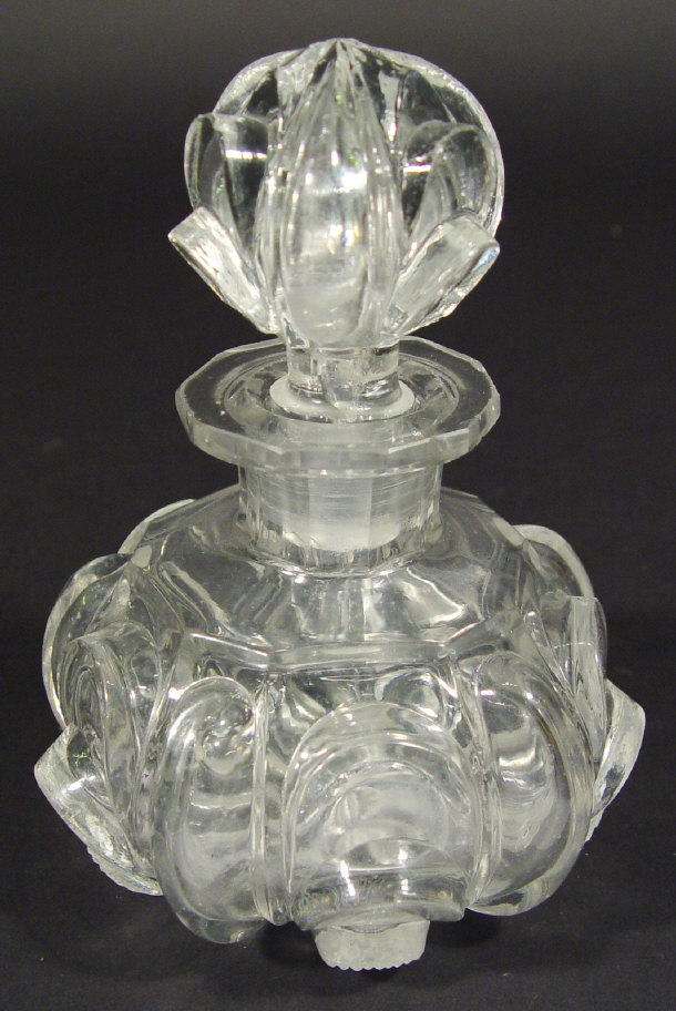 Appraisal: Large bulbous cut crystal scent bottle and stopper cm high