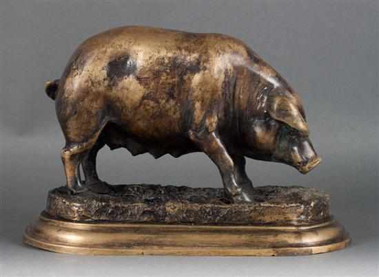 Appraisal: Continental School Pig bronze modeled as pig on rocky base