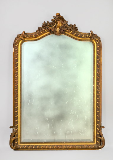 Appraisal: Napoleon III Carved Giltwood and Plaster Gadroon Edge Looking Glass