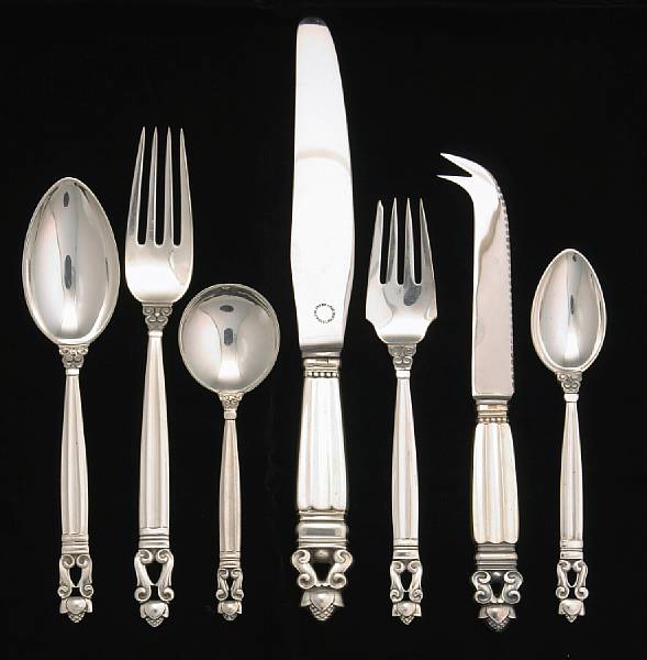 Appraisal: A Danish sterling flatware setGeorg Jensen Copenhagen most pieces circa