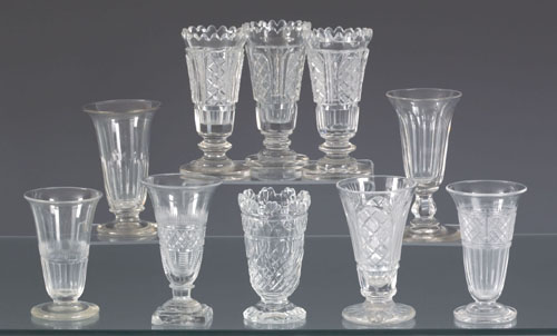 Appraisal: Ten Anglo-Irish colorless glass jelly dishes early mid th c