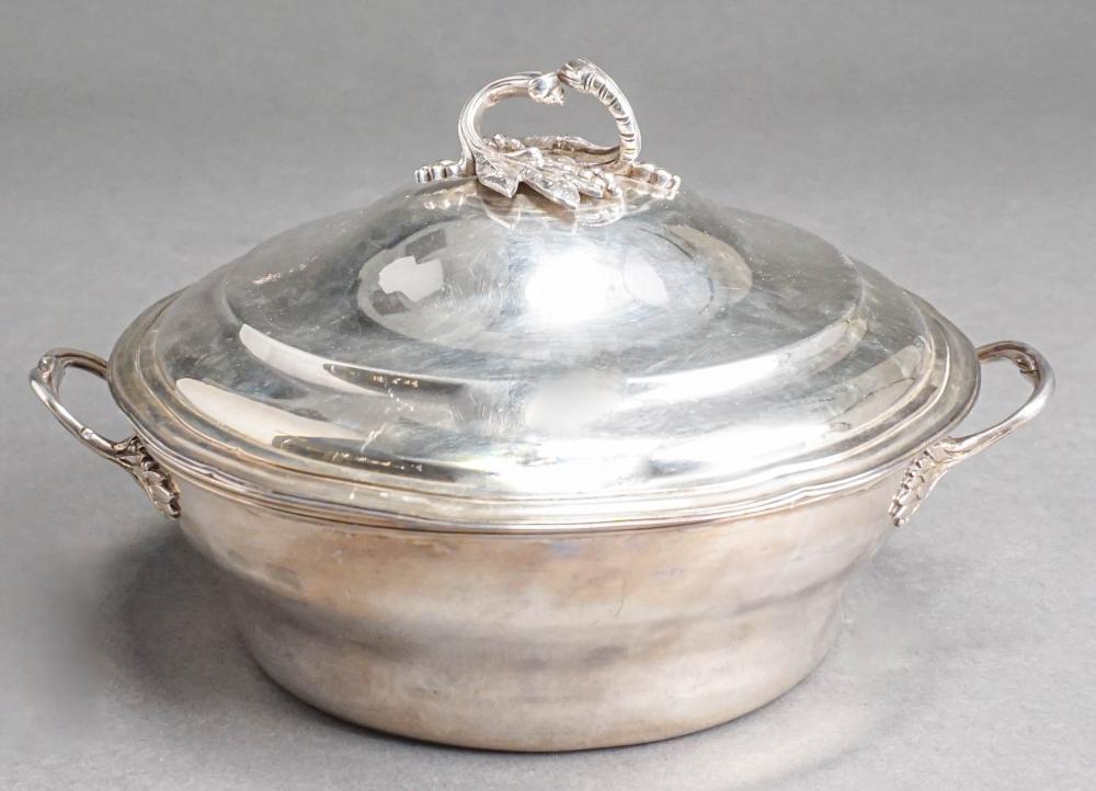 Appraisal: FRENCH SILVER COVERED ENTR E DISH OVERALL X X IN