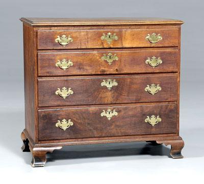 Appraisal: Virginia Chippendale walnut chest yellow pine secondary four graduated dovetailed