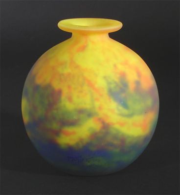 Appraisal: A Muller Fres glass vase ovoid with everted rim mottled