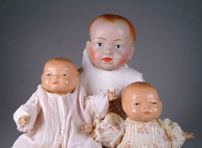 Appraisal: LOT OF THREE COMPOSITION DOLLS Two are Bye-Lo babies with