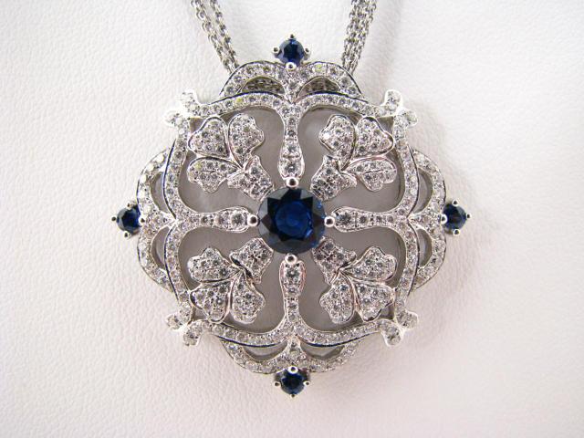 Appraisal: New k white gold blue sapphire and pave diamond intricate