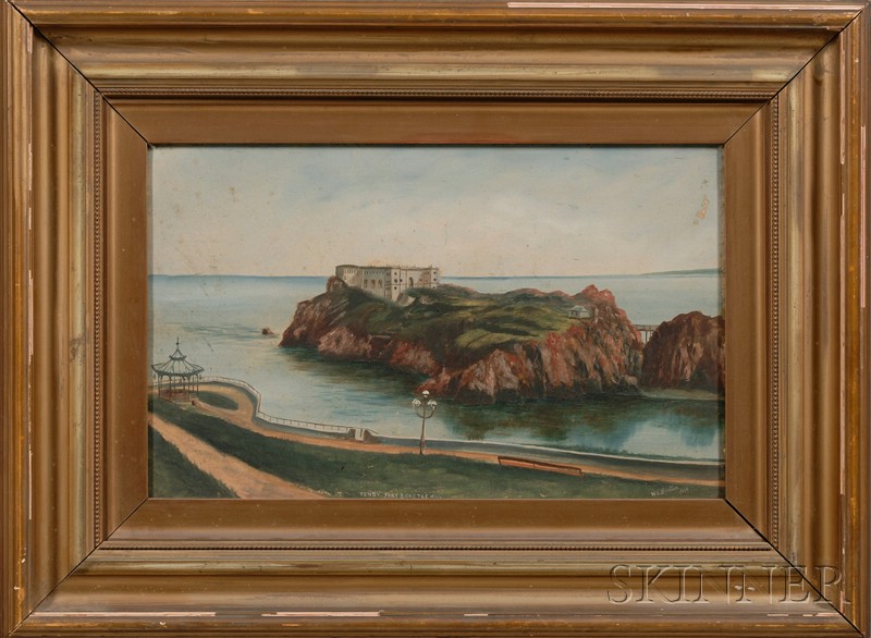 Appraisal: British School th Century Tenby Fort Castle Hill Signed and