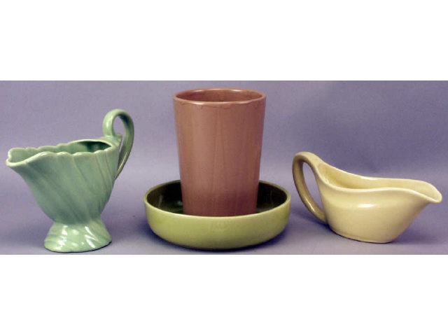 Appraisal: Collection of Bauer California pottery pieces including vase handled pitcher