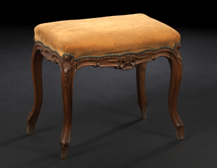 Appraisal: Provincial Louis XV-Style Fruitwood Stool mid- th century the padded