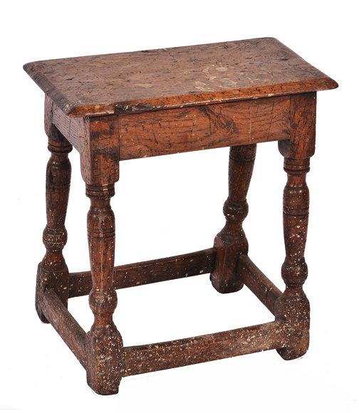 Appraisal: AN TH CENTURY OAK JOINT STOOL of pegged construction the