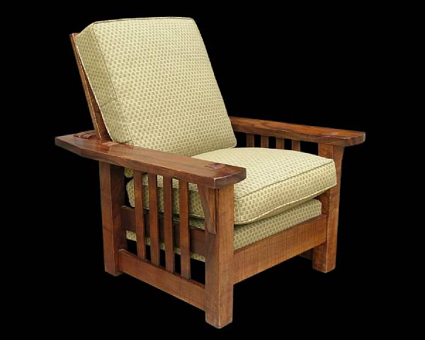 Appraisal: An Hawaiian Koa wood Morris chair s The rectangular adjustable