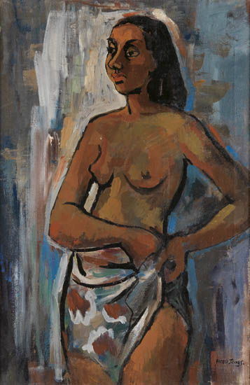 Appraisal: FREDERICK D JONES - Untitled Standing Female Nude Oil on