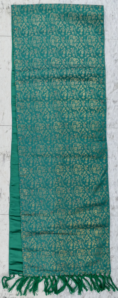 Appraisal: Indian Green Silk Table Runner ''x ''