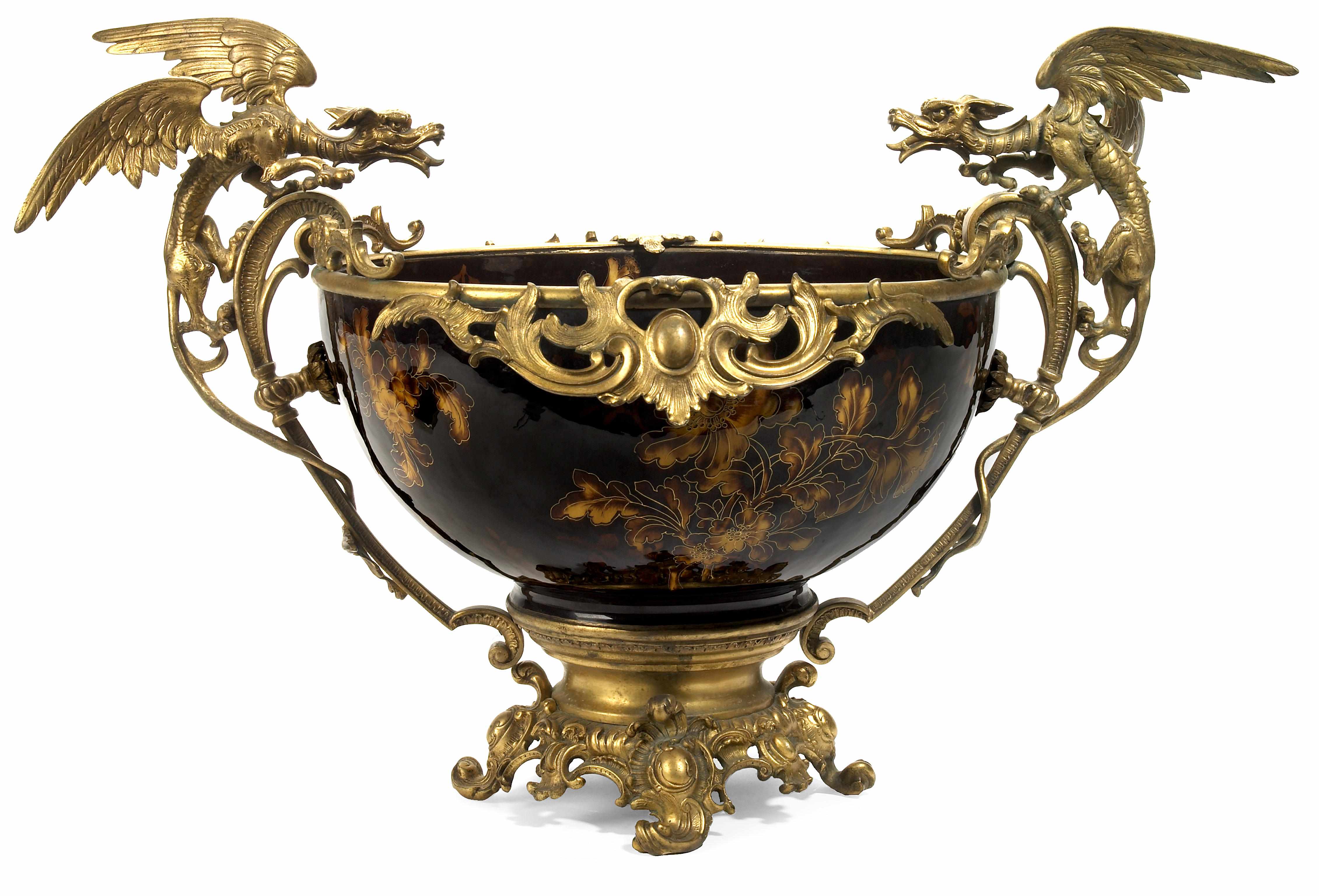 Appraisal: A French gilt bronze mounted enamel bowl late th early