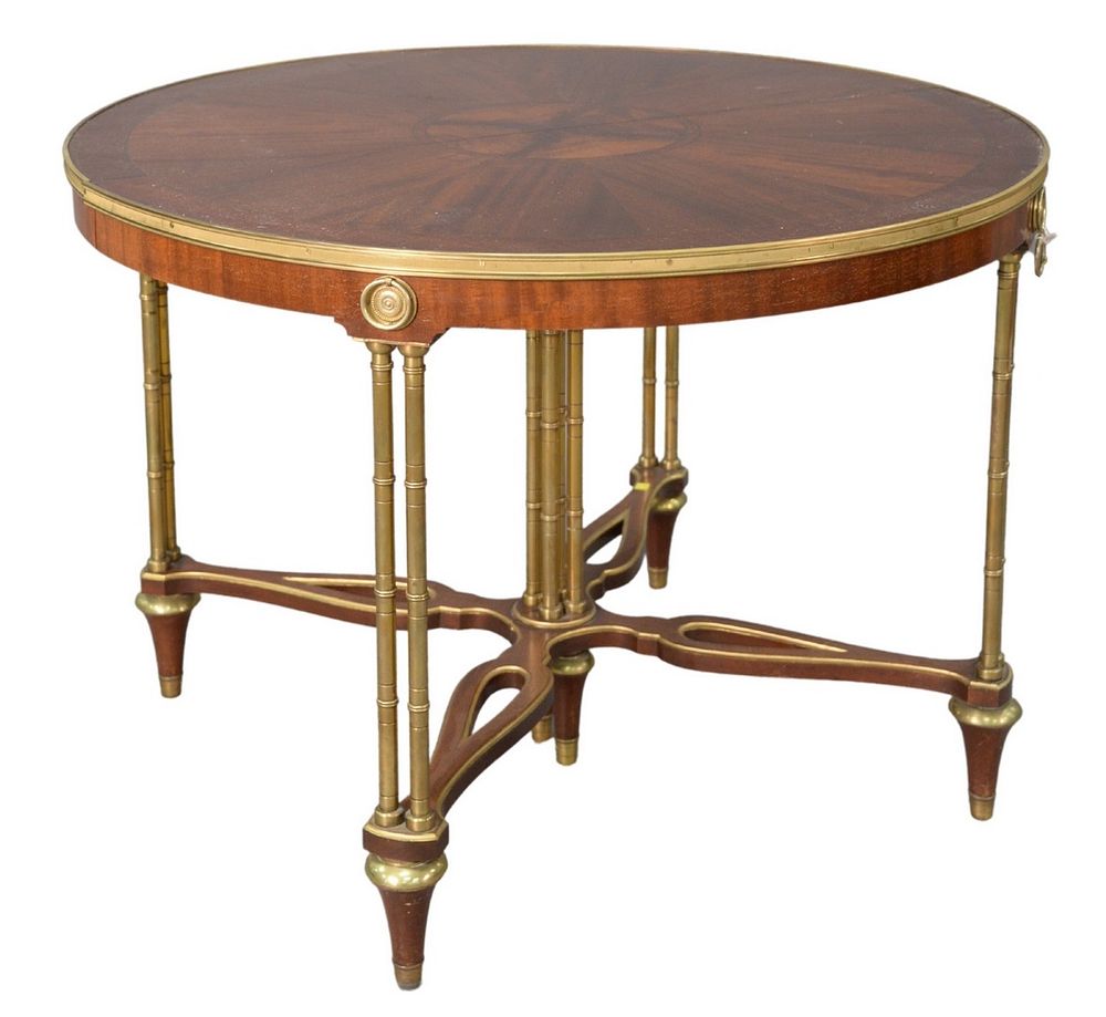 Appraisal: Continental Style Round Table in the manner of Jansen trimmed