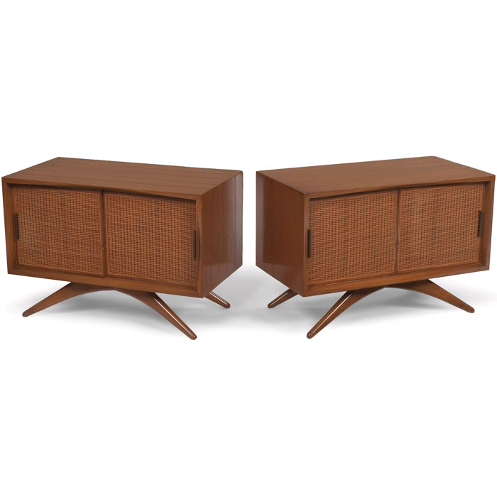 Appraisal: Vladimir Kagan cabinets pair by Grosfeld House walnut cases with