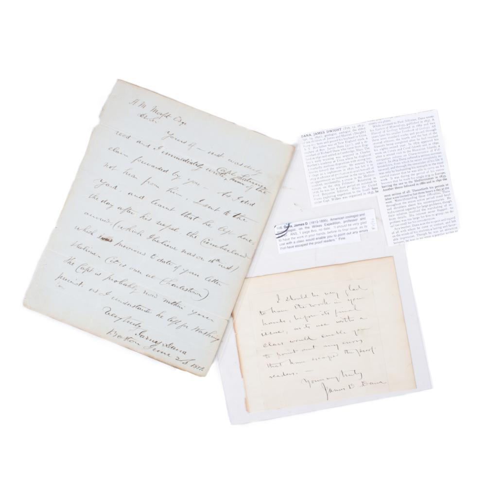 Appraisal: PAIR OF HANDWRITTEN PERSONAL LETTERS FROM JAMES DWIGHT DANA -