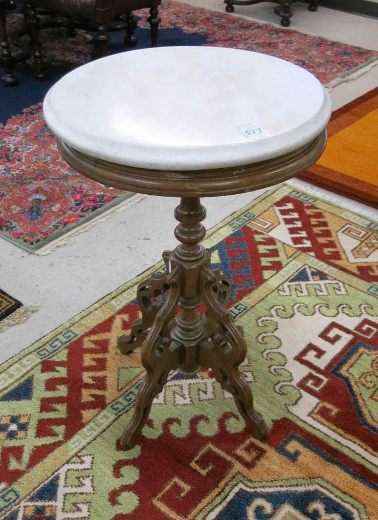 Appraisal: A VICTORIAN MARBLE-TOP LAMP STAND American late th century having