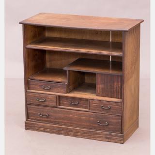 Appraisal: A Japanese Elm Diminutive Cabinet Late Meiji Period A Japanese