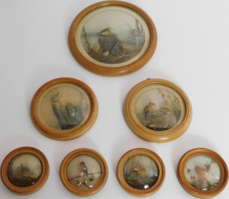 Appraisal: H E HERVEY RMS COLLECTION OF MINIATUREEnglish circular form dioramas