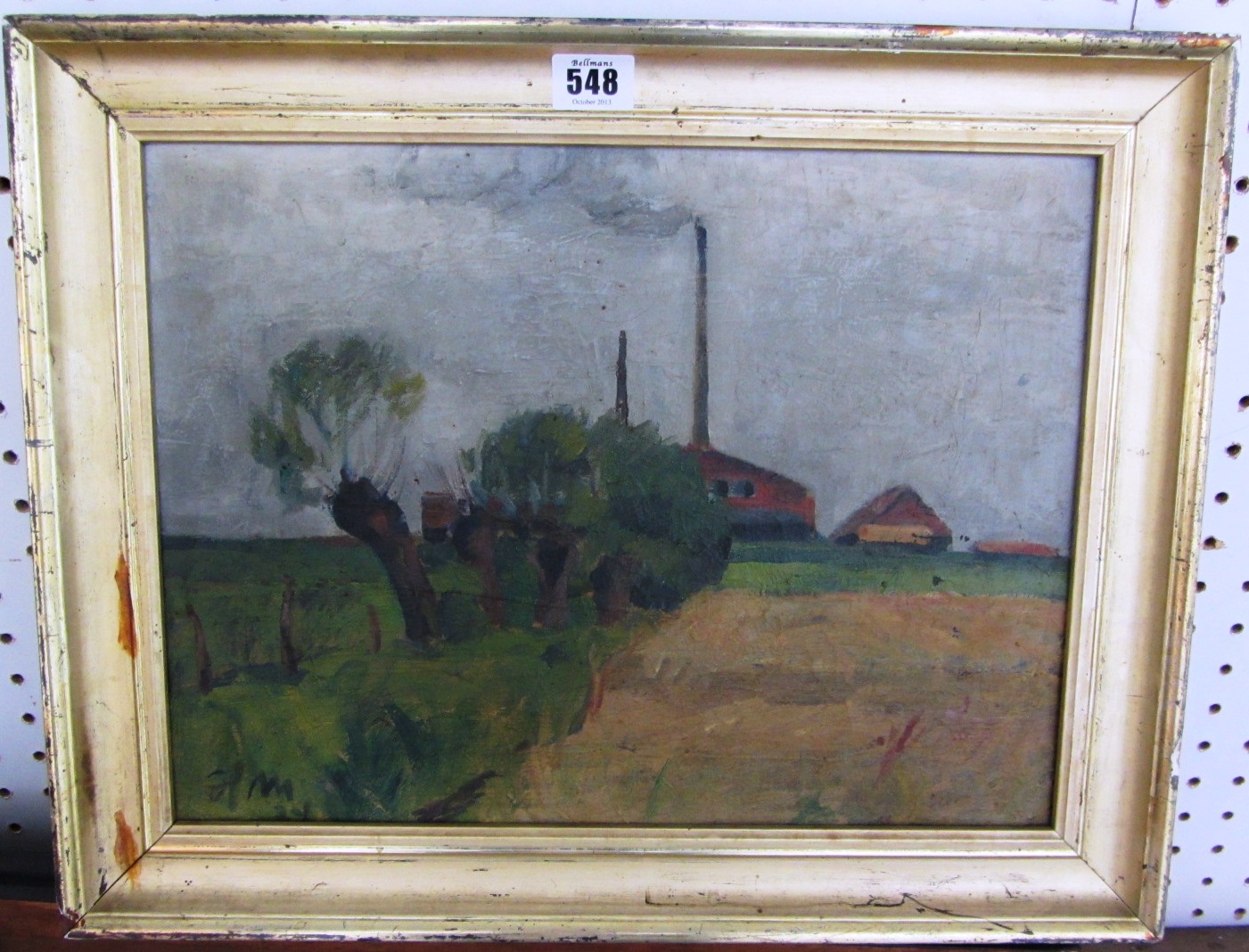 Appraisal: Continental School th century View of a factory across fields